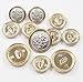 Shuang Dong 11 Pieces Polished Gold Metal Blazer Buttons with Inlaid Silver, Including 8 x 15mm and 3 x 20mm