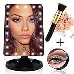 NEW Vanity Mirror Touch Screen 22 LED Lights with Foundation Make-up Brush, Include Removable 10x Magnifying Mirror; Cosmetic Makeup Mirror