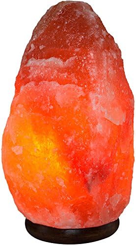 Himalayan Salt Lamp, Baihe Hand Carved Natural Crystal Rock Night Light Lantern for Bedroom Office Yoga, Radiation Protection,  Air Purifying,  Wood Base, Push Button Switch (15W, 5-6lbs)