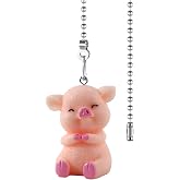 Dotlite Pig Ceiling Fan Pull Chain,Cute Pink Pig Farm Pulls Charm Extension Decorative,12in 3mm Diameter Beaded Fan Light Pull Chains Extender Ornaments for Kids Room