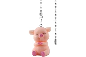 Dotlite Pig Ceiling Fan Pull Chain,Cute Pink Pig Farm Pulls Charm Extension Decorative,12in 3mm Diameter Beaded Fan Light Pull Chains Extender Ornaments for Kids Room