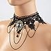 Boao Gothic Choker Necklace Lace Choker Halloween Gothic Jewelry with Lace Bracelet and Pendant Earrings for Women(Classic)