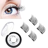 3D Reusable False Magnetic Eyelashes -Dual Magnets,Natural Handmade Extension Fake Eyelashes,1 Pair 4 Pieces (black)