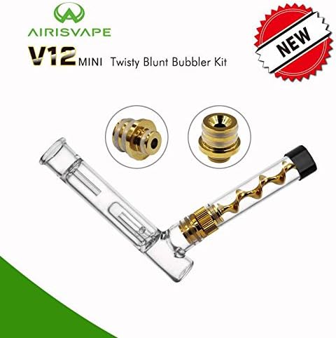 Kronic Krushers V12 Twisty Glass Blunt Mini Gold For Dry Herbs Cigarette Paper | Bonus Cleaning Tools &amp; Water Filter Cleaner | Free 1oz Tobacco Stash Jar
