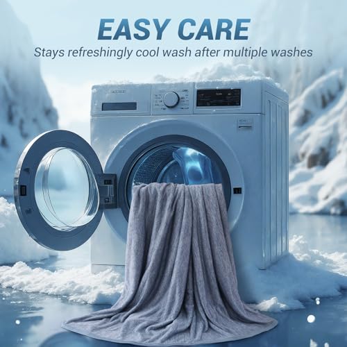 Elegear Cooling Blanket for Summer, Q-Max 0.5 Japanese Arc-Chill 3.0 Cool Fiber Throw for Hot Sleepers, Night Sweats, Adult Sofa Travel, Lightweight, Double/King Size Bed, 200x220cm, Blue