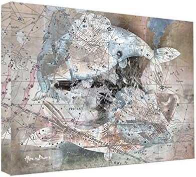 Ready2HangArt Zodiac Study: Pisces Abstract Astrology Canvas Wall Art Print, 30" x 40", Grey