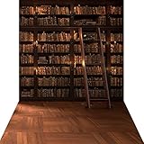 KonPon 5x10ft Silk Cloth Library Bookshelf Photography Backdrop KP-004