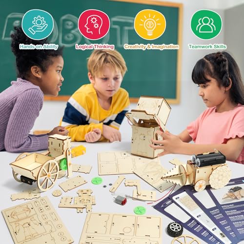 STEM Robot Toys Age 8 9 10 11 12 13 14, Science Experiments for Kids, Science Kits for Kids, Wooden Engineering Kits, Electronics Kit for Kid, Activity Toys Gifts for 8 9 10 11 12 13 14 Year Old Boys