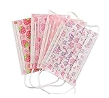 40 Pcs Cute Print Children's Disposable 3 Layer Non-woven Fabric Earloop Face Mask Flu Masks Surgical Dust Filter Mouth Cover for Girls Kids Children(Random Color)