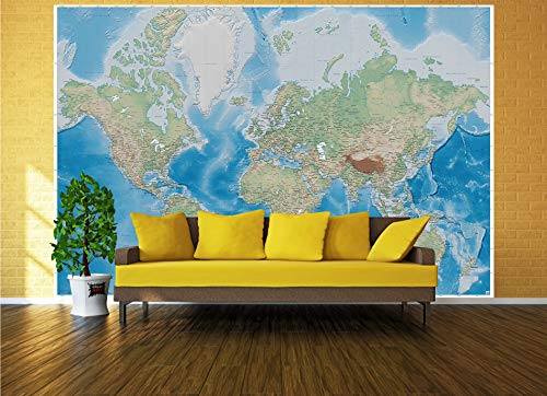 image for GREAT ART Wall Mural - World Map - Picture Decoration Miller Projectio