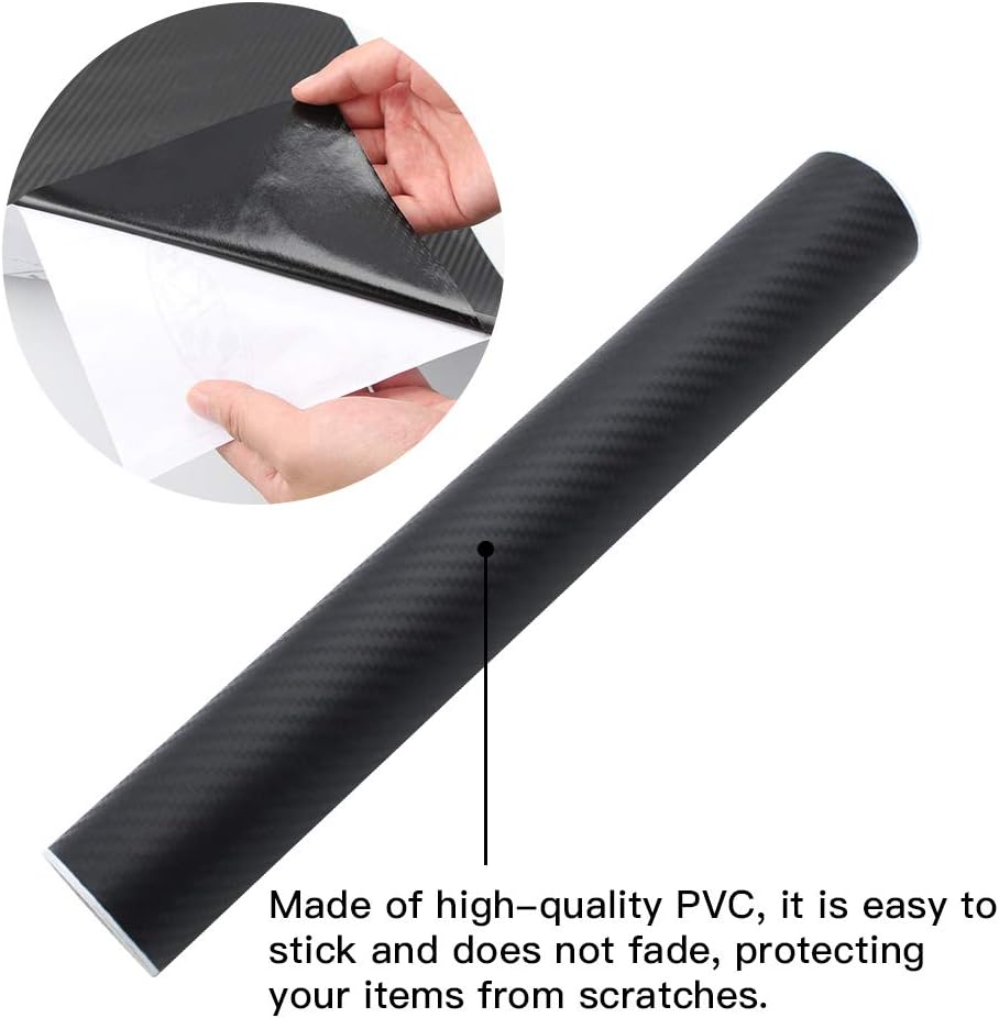 MZMing 3D Carbon Fibre Vinyl Wrap Roll 152x30cm Matte Black PVC Car Wrap Sheet Roll Waterproof No-Bubble Self-Adhesive Car Sticker - Image 4