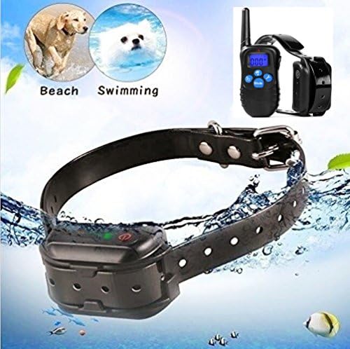 Waterproof Dog Training Collar,Kokome USB Rechargeable 300M Remote Pet Dog Anti Barking Electric Control Collar with Beep,Vibration,Blue Backlight Screen,Warning Tones, Flashlight