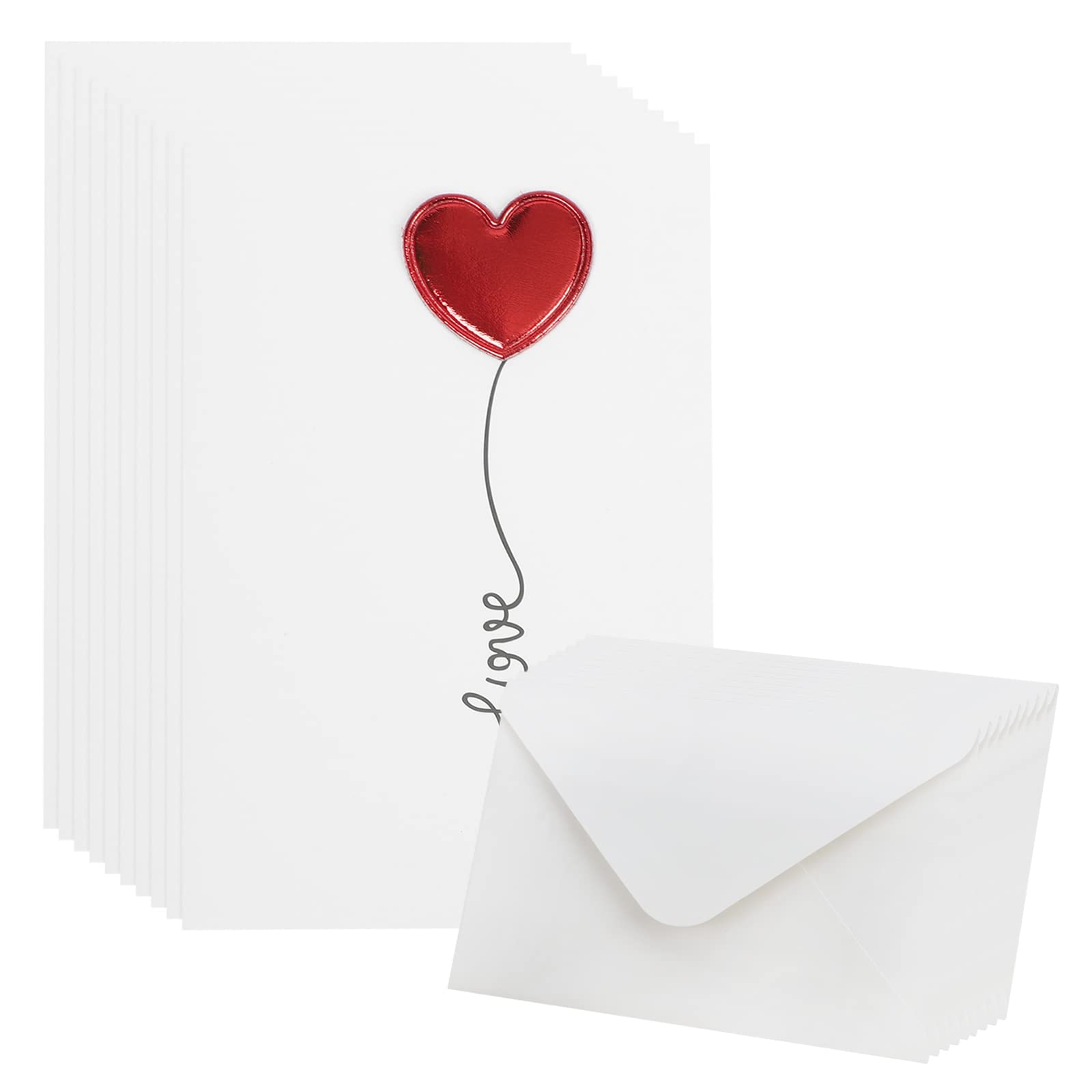 10Pcs I Love You Greetings Card with Envelope Blank Inside 3D Heart Design Romantic Love Card Birthday Anniversary Valentine's Day for Husband Wife Boyfriend Girlfriend Partner Couple Christmas