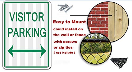 Visitor Parking Only with Arrow Metal Durable Tin Signs No Parking Sign for Business Industrial Warning 8x12 Inches Resistant Weather Proof Outdoor Easy to Mount - Thumbnail 2