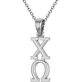 KING Chi Omega Necklace 18" - Sterling Silver