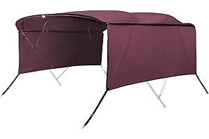 X AUTOHAUX 1 Set 600D 4 Bow 8'L x 97"-103" W Bimini Top Replacement Cover with Detachable Side Blocks Storage Boot Replaces Canvas Only No Frame