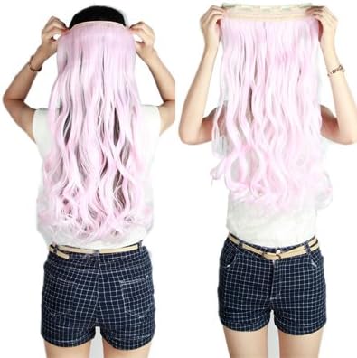 Amazon Co Jp Luxbene Tm ヘアエクステンションワンピース24インチ60cmカーリー波状赤ピンクパープルワンピース髪extentionsロング3 4フルヘッドクリップ ホーム キッチン