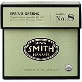 Smith Teamaker Spring Greens No. 8, Mao Feng Green Tea, Caffeinated, Sugar-Free, Sustainably Grown Full Leaf Green Tea, 15 Sachets, 1.3oz each