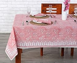 Ridhi Sweet Pink Tablecloth 100% Cotton, Washable