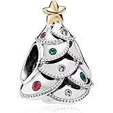 VALGACLS Xmas Tree Sterling Silver Charms with Star for Bracelets and Necklace