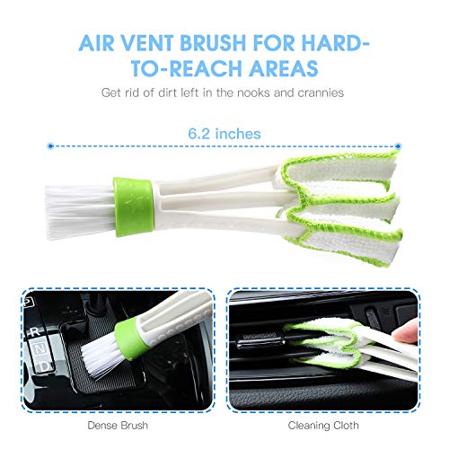 Chuntianli 7 in 1 Car Cleaning Washing Tools Kit with Bag,Tire Cleaning Brush|Double Head Car Vent Brush|Chenille Wash Sponge|Duster|Windshield Water Scraper|Wash Cloth for Auto Motorcycle Accessories