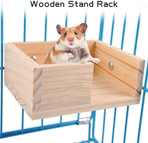 ALINT 1PC Hanging Mouse Natural Wooden Hamster Parrot Stand Cage Toy Hamster Station Board Branch Perches For Bird Rack Toy