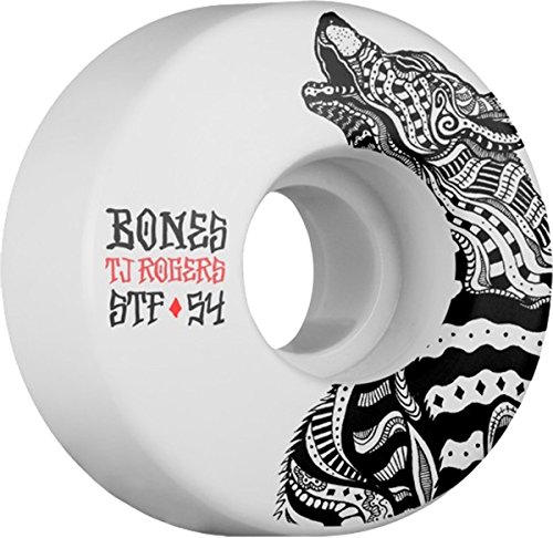 Bones Wheels TJ Rogers STF Wolf White Skateboard Wheels - 54
