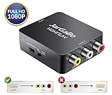 HDMI to RCA, HDMI to AV, JarGaBo 1080P HDMI to AV 3RCA CVBS Composite Video Audio Converter Adapter Supports PAL/NTSC, Black
