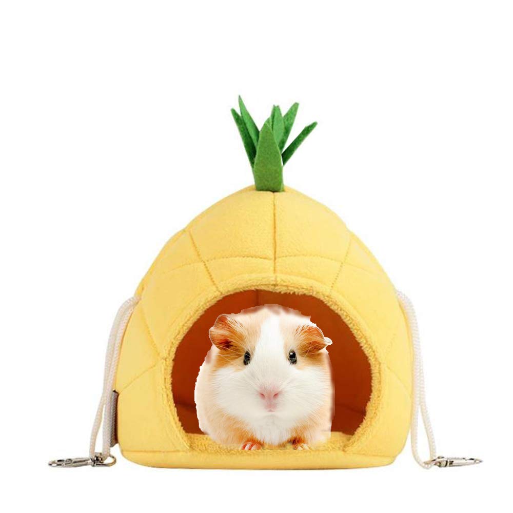 Famhome Banana Hamster Bed, House Hammock Small Animal Bed House Cage Nest Hamster Accessories (Pineapple-Yellow)