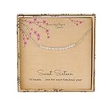 AnalysisyLove Sweet 16th Birthday Gifts for Girls, Sterling Silver Beaded Necklace for 16 Year Old Girl Jewelry Gift