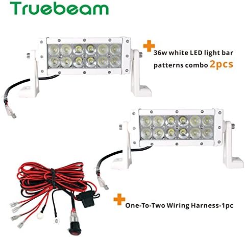 Truebeam 2Pcs 8inch Led Light Bar Off Road 36W Driving Fog Light Bar 4000lm Cree Spot Flood Combo Beam Waterproof for Pickup Jeep 4WD SUV ATV 12/24V IP68 White 2 Years Warranty Wiring Kit