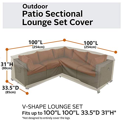 Heavy Duty Outdoor Sectional Sofa Cover, 100"X100" Waterproof 100 600D