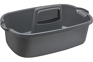 ZEDACY Large Cleaning Supplies Caddy/ Supply Organizer with Handle/ Portable Shower Basket/ Plastic Bucket Tool Storage for Bathroom/ Garden/ Kitchen/ Bedroom/ College Dorm (Dark Grey)