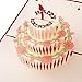 UNOMOR Happy Birthday Card, 3 Layers Cake Pop Up Card with Cute Red Candle, Envelope Included