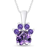 Jewel Zone US Heart &Round Cut Dog Paw Pendant in 14K White Gold Over Sterling Silver