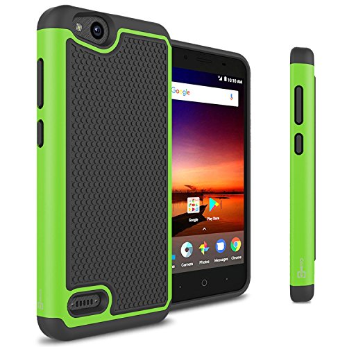 ZTE Blade Vantage Case, ZTE Tempo X Case, CoverON HexaGuard Series Protective Hybrid Phone Cover - Green & Black