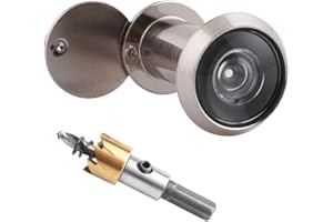 Tahikem Door Viewer Peephole, Door Viewers with 0.63inch/16mm Drill Bit Kit, Fits 1-3/8" To 2-1/4" Front Door, 200 Degree Wide Angle Peep Eye Hole, Anti Peeping Reverse Privacy Covers - Brushed Nickel