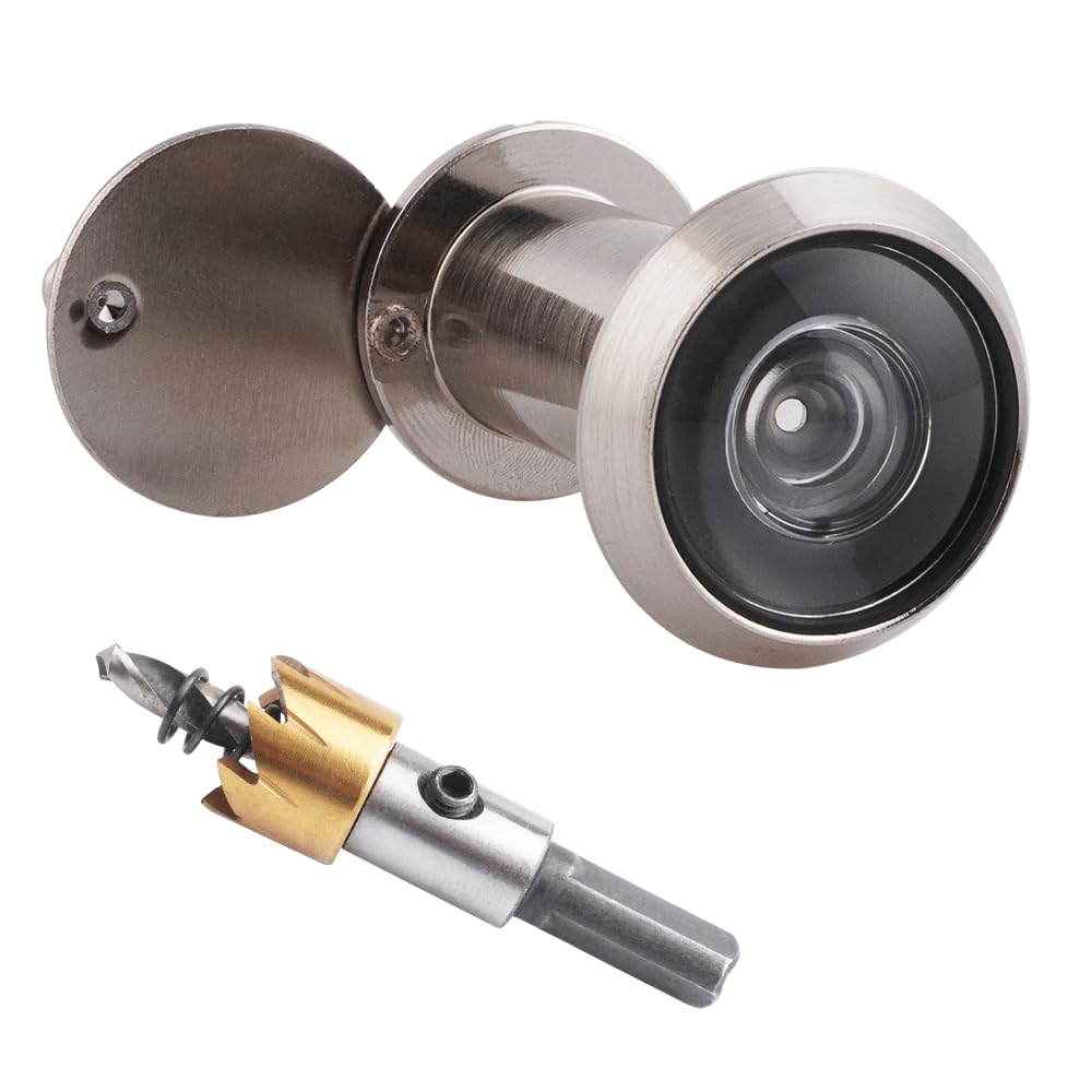 Photo 1 of Tahikem Door Viewer Peephole, Door Viewers with 0.63inch/16mm Drill Bit Kit, Fits 1-3/8" To 2-1/4" Front Door, 200 Degree Wide Angle Peep Eye Hole, Anti Peeping Reverse Privacy Covers - Brushed Nickel