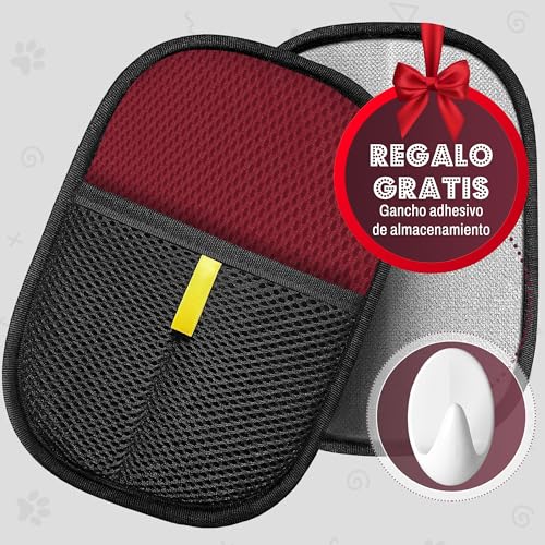 RUBALN® ️ Pet Hair Removal, Glove Hair Remover Glove + Hook Hanger Gift for Dog Cat Hairs, Pet Hair Remover, Reusable Glove, Daily Use (Red)
