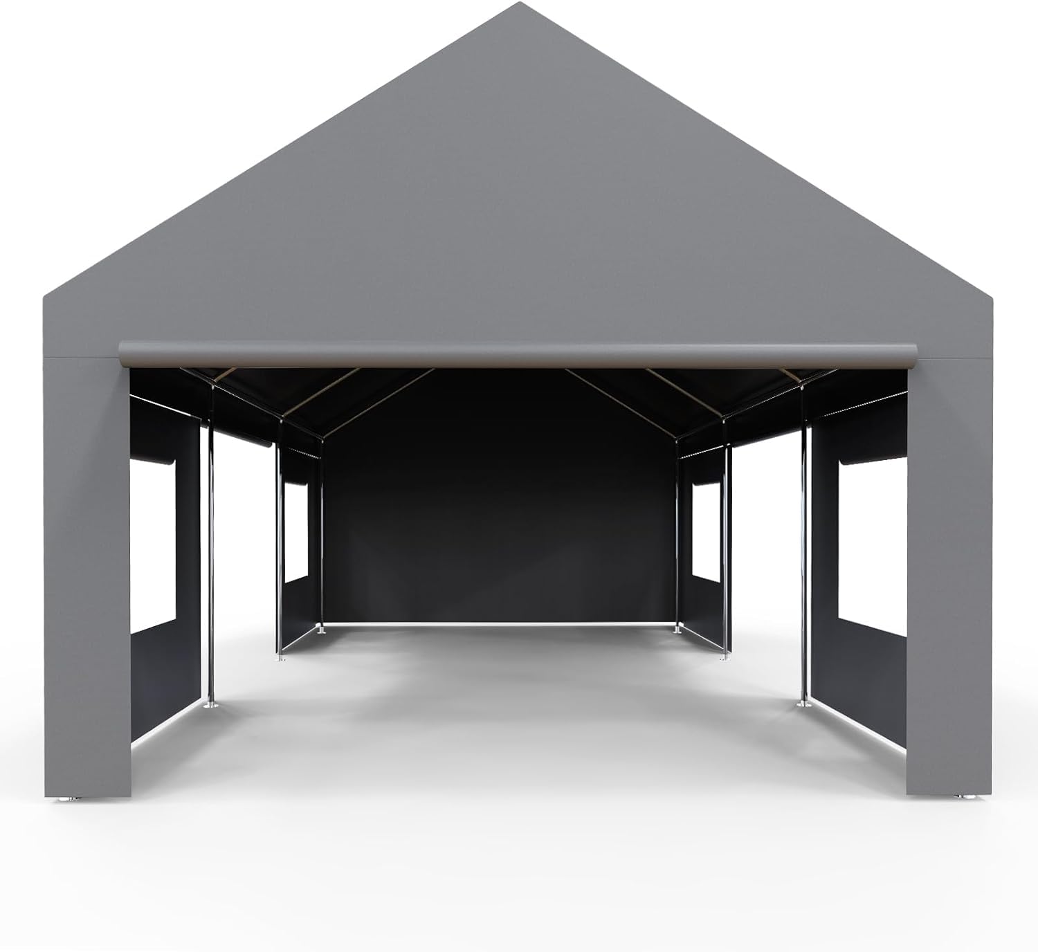 Photo 1 of Heavy Duty Carport 13x20 FT Oversized Portable Garage with 4 Doors & 4 Windows, Reinforced Frame, All Weather Protection Outdoor Shelter Canopy for Cars, Boats, Trucks, BBQ and Gatherings (Gray)