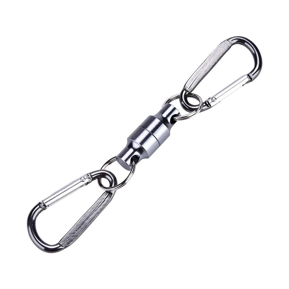 Alomejor Yanmeer Magnetic Fishing Net Buckle with Magnetic Aluminium Alloy Carabiner (Double-Silver)