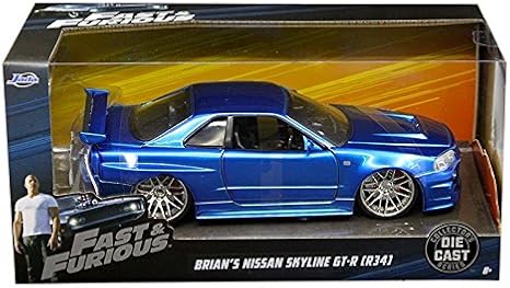 Amazon Co Jp Starsun Depot Brian S Nissan Gtrスカイラインr34ブルーfast Furious Movie 1 24モデルcar By Jada ホーム キッチン