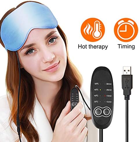 USB Steam Eye Mask, Adjustable Temperature Control Electric Heated Eye Mask to Relieve Eye Stress, Warm Therapeutic Treatment for Dry Eye, Blepharitis, Styes (Blue)