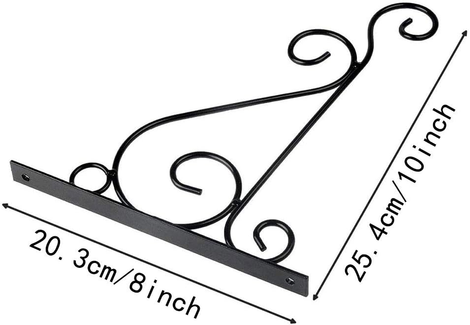 Bhina 2 Pieces Hanging Basket Brackets,Black Plant Hooks,Hanging Basket Brackets Outdoor,Iron Bracket with Screws,for Outdoor,Garden,Hanging Basket,Lantern,Decoration,Bird Feeder - Image 4