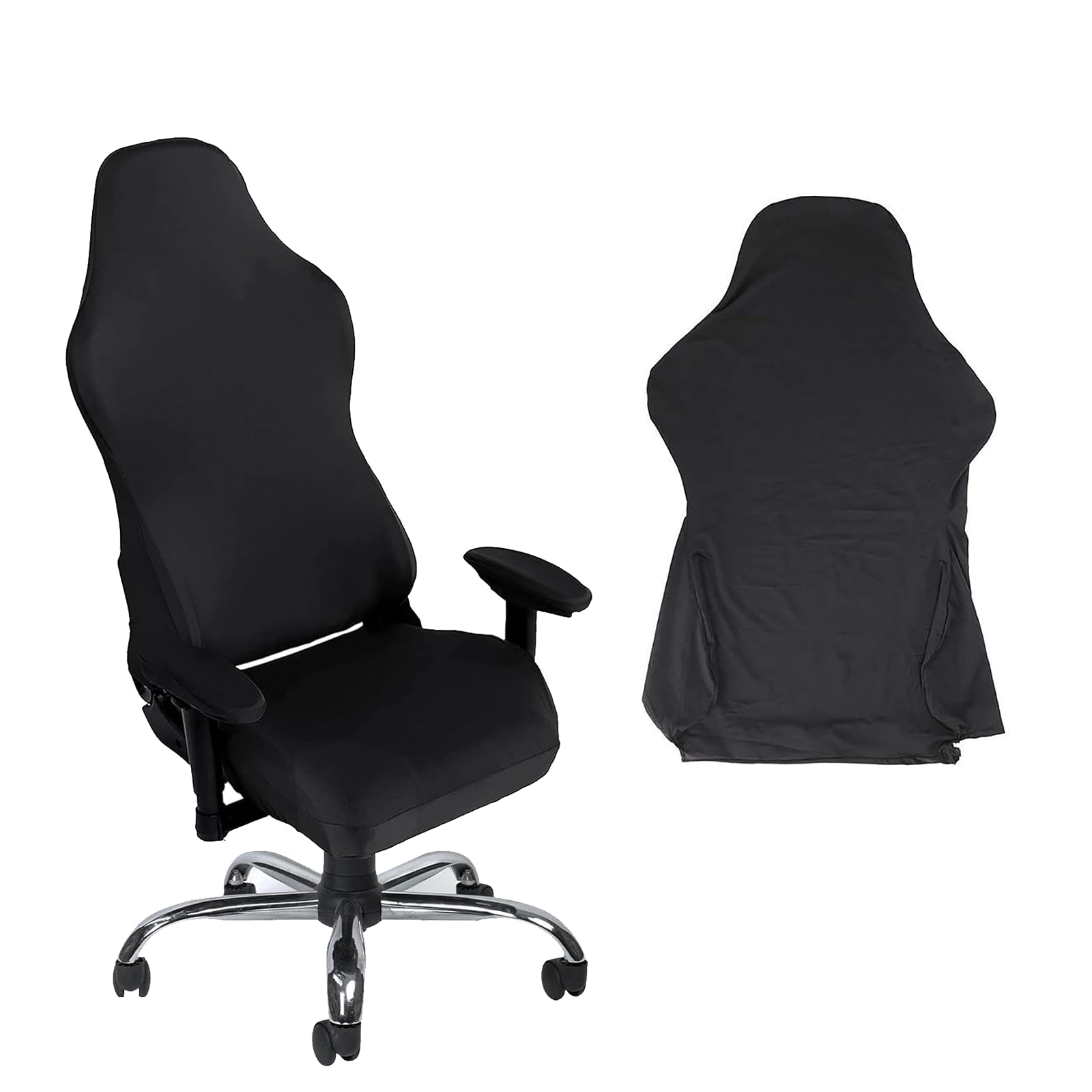 Black Stretchable Gaming Chair Covers Slipcovers,Ergonomic Office Computer Game Chair Slipcovers Stretchy Covers For Computer Reclining Racing Style Office Chair (No Chairs)