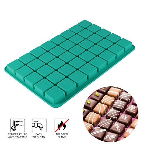 DIFENLUN Silicone Candy Molds, 40-Cavity Mini Square Chocolate Molds for Gummy Jelly Truffles Pralines Caramels, Ice Cube Tray Molds