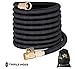 Heavy Duty Expandable Garden Hose | Strongest Expanding Triple Layer Latex Core | Durable Nylon Fabric | Solid Brass Fittings | Shut Off Water Valve | Gift/Storage Bag (75, Black)