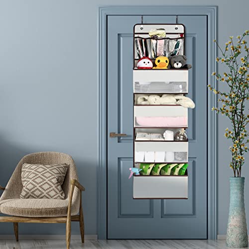 Over Door Hanging Organizer Storage with 4 Large Pockets, 5Shelf Wall Mount Hanging Organizer