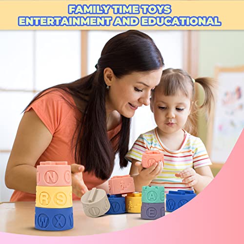 SIIZUOO Stacks of Tower Stacking Ring, Silicone Soft Teething Toy, STEM