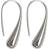 Harlorki Women Lady's 925 Silver Plated Shiny Teardrop Shape Hook Drop Dangle Earrings Fashion Costume Jewelry for Wedding Party Casual Daily Wear